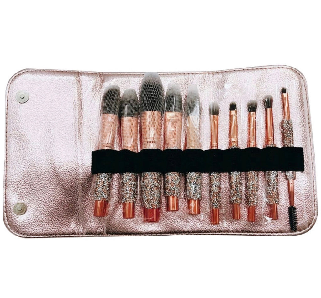PRE-ORDER 10 piece Bling Makeup Brush Set with Bag - TheBYL
